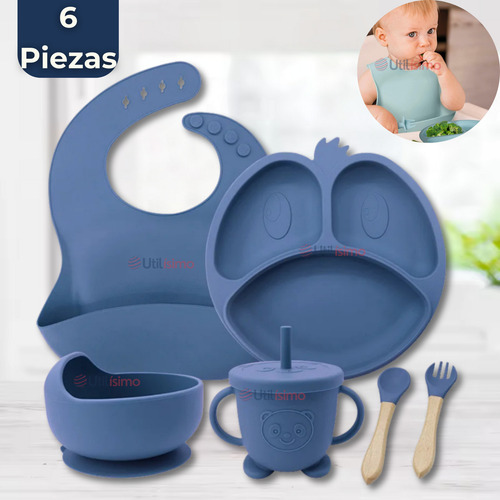 Set Alimentación Silicona Bebé 6 Piezas De Forma Libre Bpa