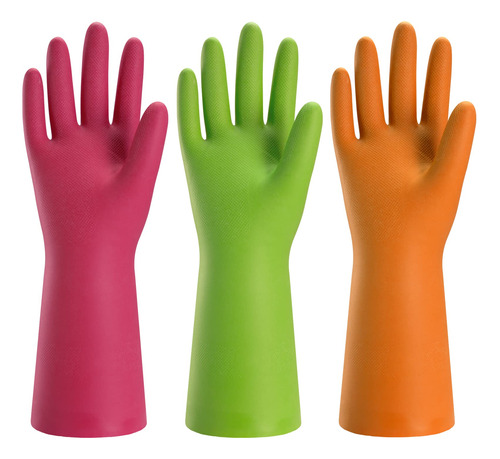 Bamllum 3 Pares Guantes De Limpieza De Goma Para El Hogar: G