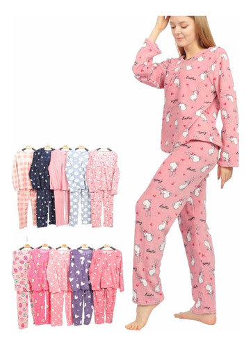 10 Pijama Polar Calientita Dama Dos Piezas Estampada