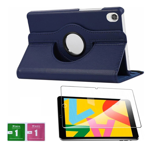 Combo Funda De iPad Mini 5 7.9  A2133 Giratoria Azul + Mica