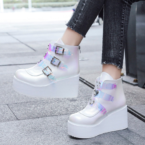 Botas De Plataforma Con Cuñas Y Tacones Altos Para Mujer Bot