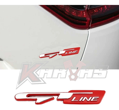 Emblema Logo Gt Line Adhesivo Metálico Kia Peugeot Karvas