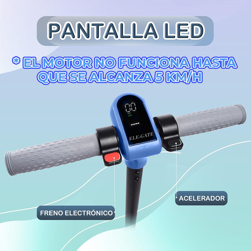 Patín Eléctrico Infantil 110w Diversión Con Luz RGB Y Bocina Color Azul Ele-Gate