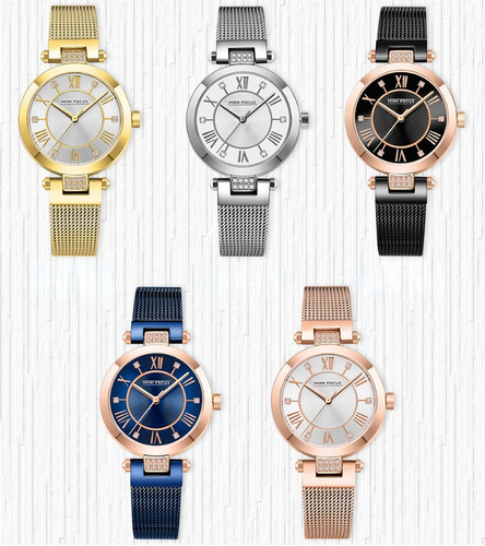 Reloj De Mujer Elegante De Lujo Mini Focus 0215 Color De La Correa Plateado