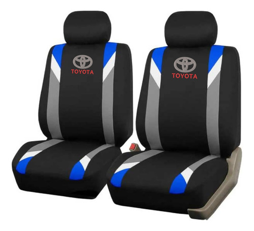 Cubreasiento Funda Tela Negro Azul Toyota Logo Bordado Promo