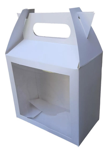 Caja Alta Blanca Con Manija X 10 Unidades Con Visor