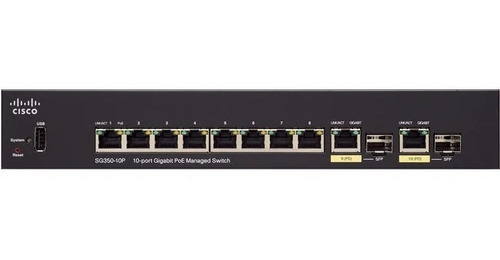 Imagen 3 de 5 de Switch Cisco Sg350-10mp Giga Poe+ Admin Sg350-10mp-k9-ar