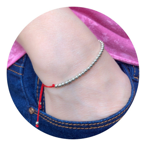 Pulsera Ajustable De Hilos Con Plata 925 (lpu04) Diámetro 6 Cm