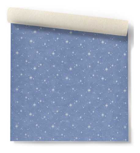 Papel Vinilico Texturado F/ Azul C/estrellas 2041/1 Muresco