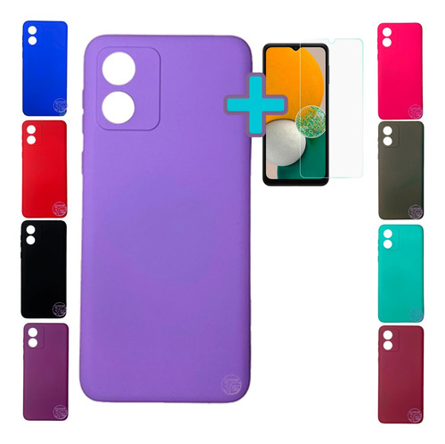 Funda Para Moto Motorola E13 Silicona Carcasa Y Vidrio 