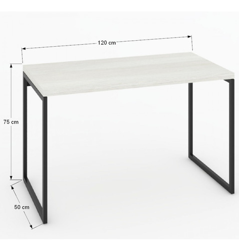 Mesa Escrivaninha Industrial Aço 120 Snow/preto - Panorama Cor Branco