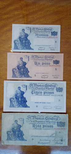 Billetes Argentinos Serie Del Progreso 4 Unidades N836