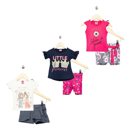 Kit 03 Conjuntos Kids Menina Tileesul - Kitpp7