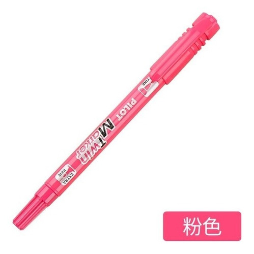 Lápiz Marcador Permanente Pilot Twin Marker Doble Punta Color Rosado