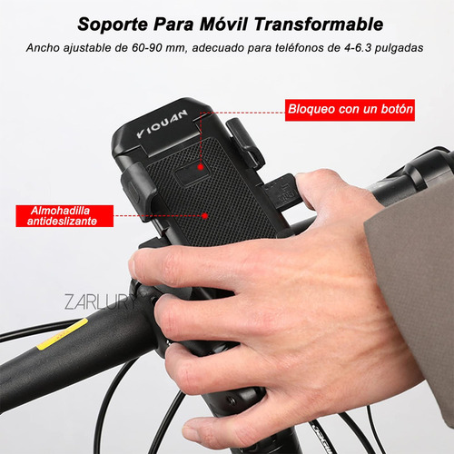 Luces Para Bicicleta Recargable Y Traseras Y Soporte Celular