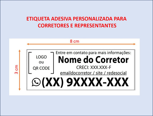 1000 Etiquetas Em Rolo 8x3cm Personalizada Corretor Imóveis 