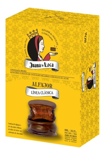 Alfajor Juana La Loca Clasico Chocolate Negro X10 Unidades