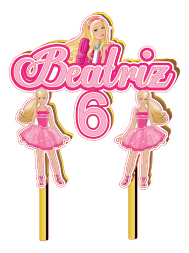 Cake Topper, Tope Para Tortas Barbie 15 Cm Efecto 3d