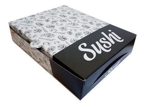 Caja Para Sushi Con Bandeja Int. Laminada Envase Descartable