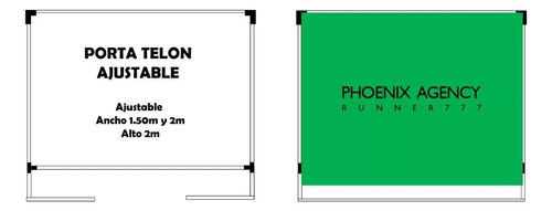 Combo Portatelon 2x2m Pvc + Tela Telon Verde Chroma Key 2x3m