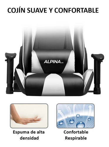 Silla Sillón Gamer Ergonómica Giratoria Reclinable Premium Alpina Ft-055 Negro/blanco
