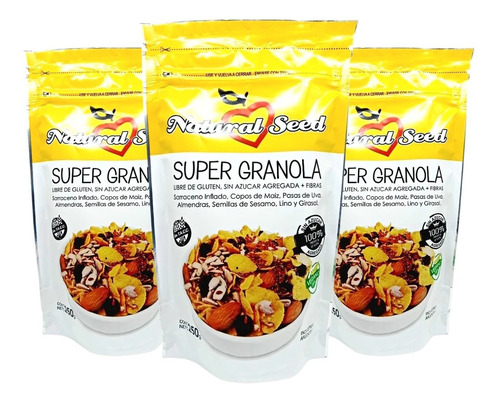 Granola Natural Seed Super Granola Miel Sin Tacc En Bolsa 250 G X 3 U Pack X 1