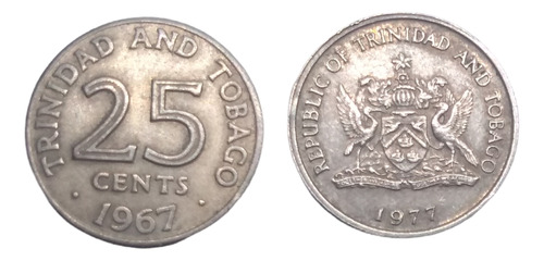 Monedas Trinidad Y Tobago 25 Centavos 2 Piezas Diferentes