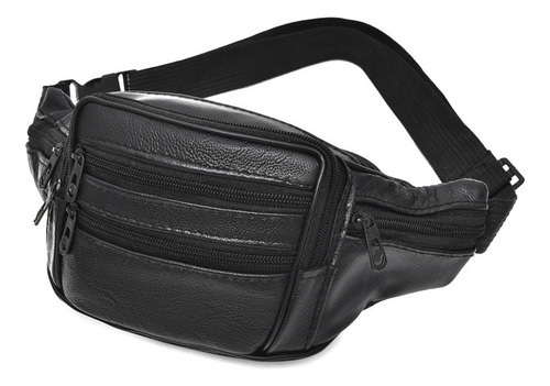 Pu Riñonera De Cuero Genuino For Hombre Con Múltiples