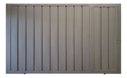 Porton Corredizo Chapa Con Puerta, Plegado Vertical Gris Oscuro