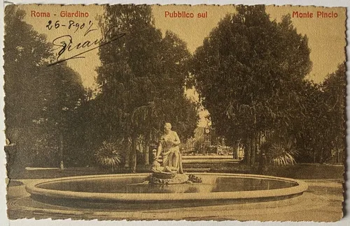 Antigua Postal, Año 1902, Fuente, Parque, Roma, Italia 4p110 (Usado)