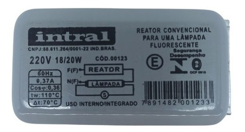 Reator Convencional Para Uma Lâmpada Fluorescente 220v