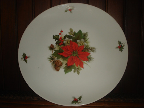 Plato Porcelana Limoges Frances Color Blanco Dibujo Flores 