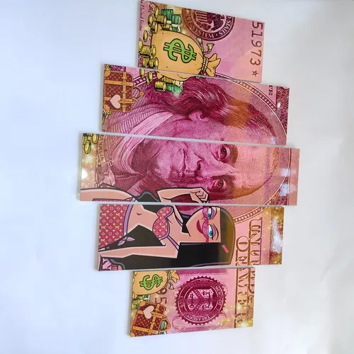 Cuadro Decorativo Moderno Billete 100 Dolares 5 Piezas