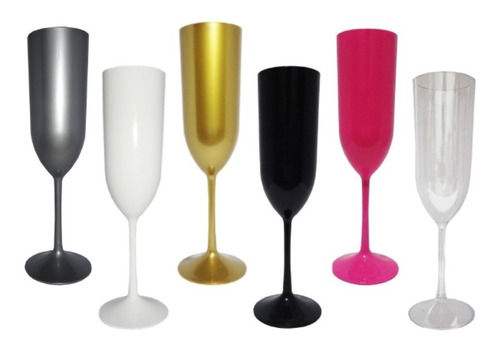Imagem 1 de 10 de 12 Taça De Champanhe Acrílica Lisa Cristal 180ml Champagne
