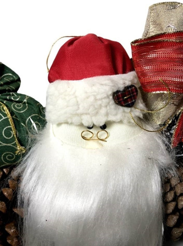 Enfeite Guirlanda Artesanal De Natal Papai Noel Com Pinhas