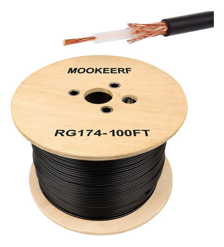 Mookeerf Cable Coaxial Rg174 De 100 Pies,cable Rg174 De Baja