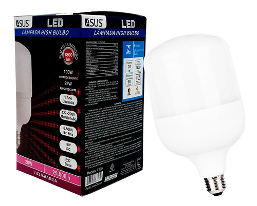 Lampada Led Alta Potencia 20w Branca Fria Foxlux