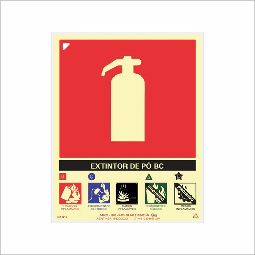 Placa De Sinalização Extintor De Pó Bc