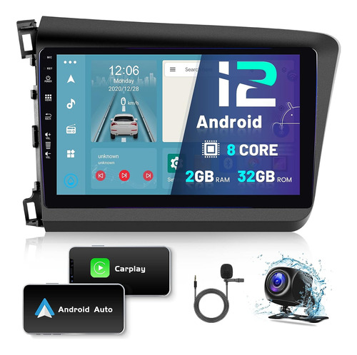 2g32g Android 12 Car Stereo Para Honda Civic 2012-2015 Inalá