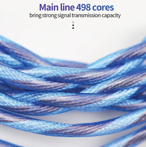 Imagen 7 de 10 de Cable Auriculares Kz Blue Silver 498-core Super Reforzado
