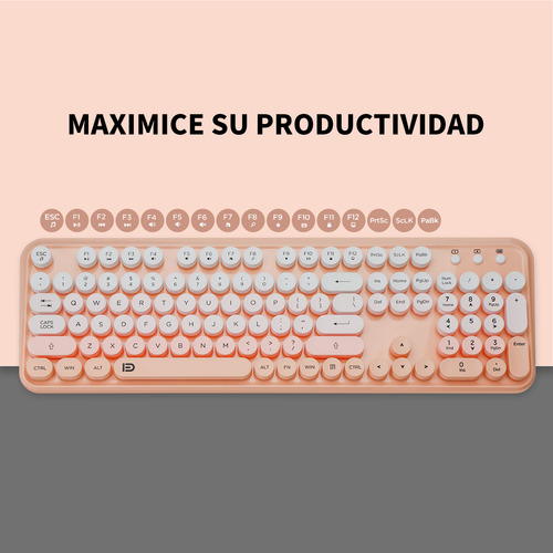 Kit Teclado Y Mouse Inalambrico Español Usb For Laptop Pc Teclado Naranja