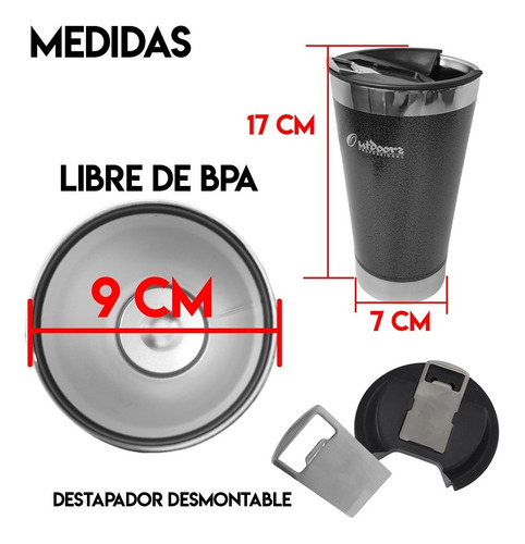 Imagen 3 de 10 de Vaso Térmico Beer Pint 473 Ml Outdoors Frio Calor Destapador