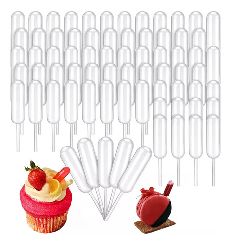 100 Pzs Pipetas Plástico 4ml Postres Catering Candy Bar 