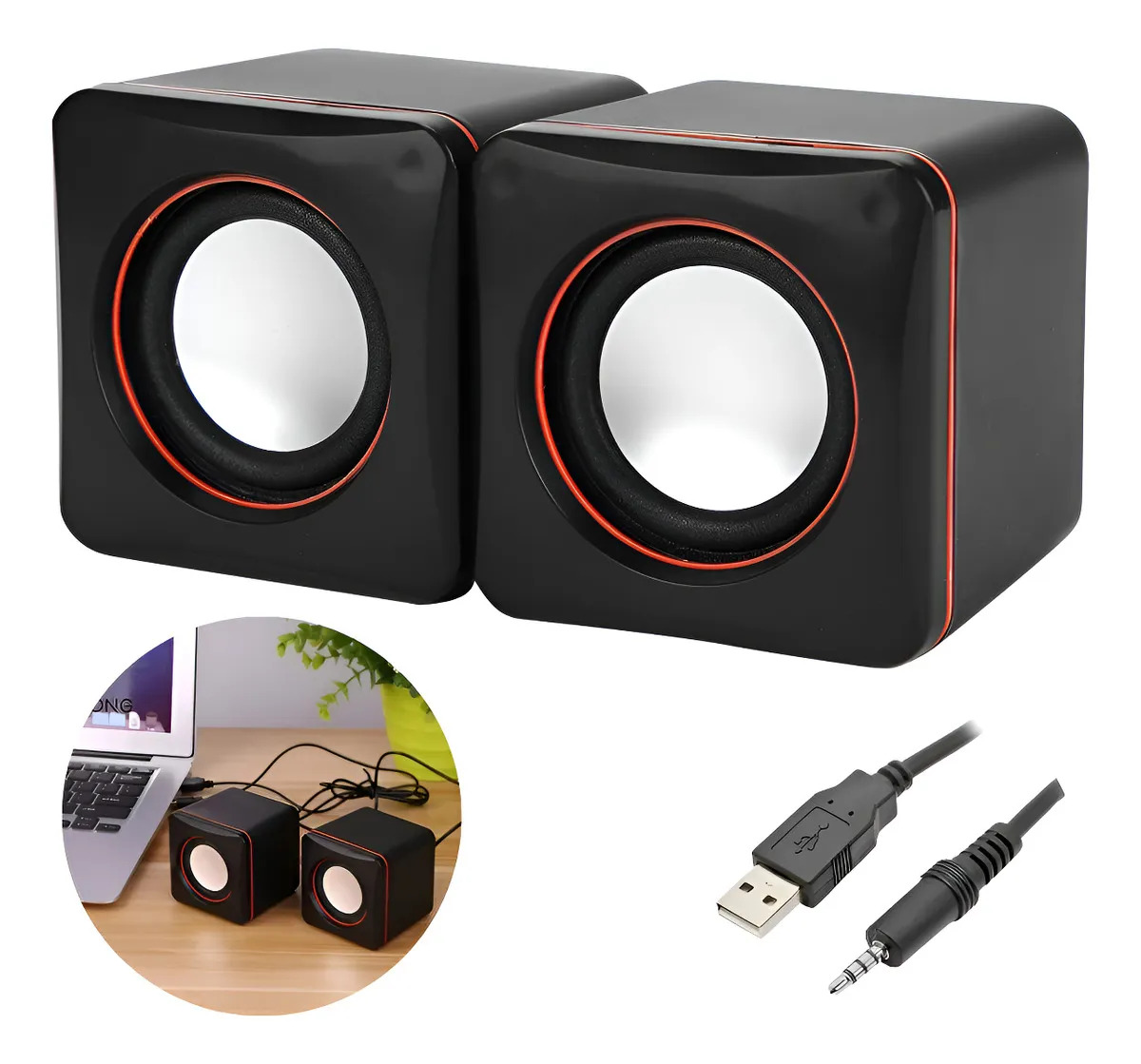 Caixa Caixinha De Som Potente Pc Notebook Subwoofer Para Computador 6w Usb P2 Coolmusic