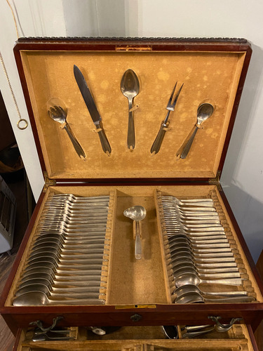 Juego De Cubiertos Elkington Ingleses Antiguos Cubiertero Plateado (Usado)