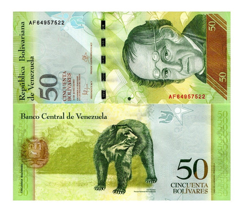 Billete De Venezuela 50 Bolívares, Oso Frontino 2015