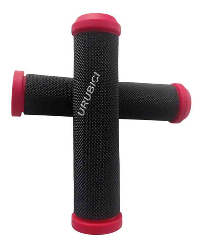 Puños De Bicicleta Negro C/rojo Goma Blanda 13 Cm Largo.