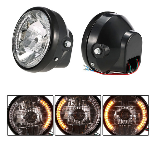 7 Faro De Motocicleta Led Redondo Señal De Vuelta De