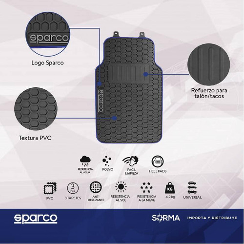 Imagen 5 de 10 de Cubre Alfombra Auto Camioneta Universal Sparco 3 Piezas