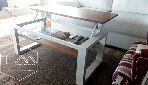 Mesa Ratona  Elevable Living Hierro Y Madera